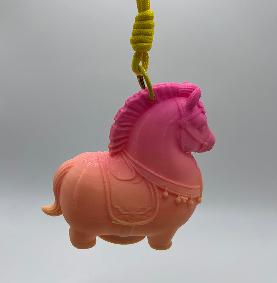 3D Printed Gold Chubby Horse Shaped Lamp Keychain Pendant Night Light Ambient Light Warm Light Button Battery