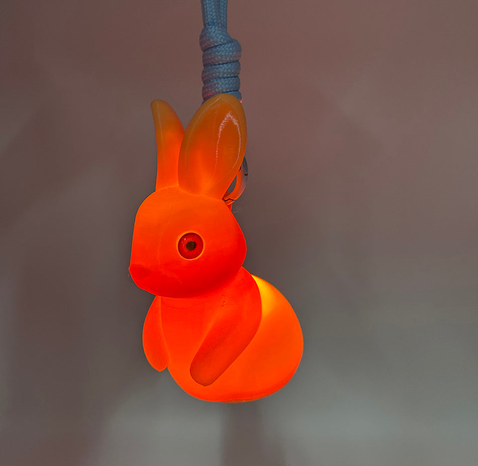 3D Printed Orange-Yellow Gradient 2026 Bunny Pendant Lamp, Cute Bunny Night Light, Stylish Keychain Lamp