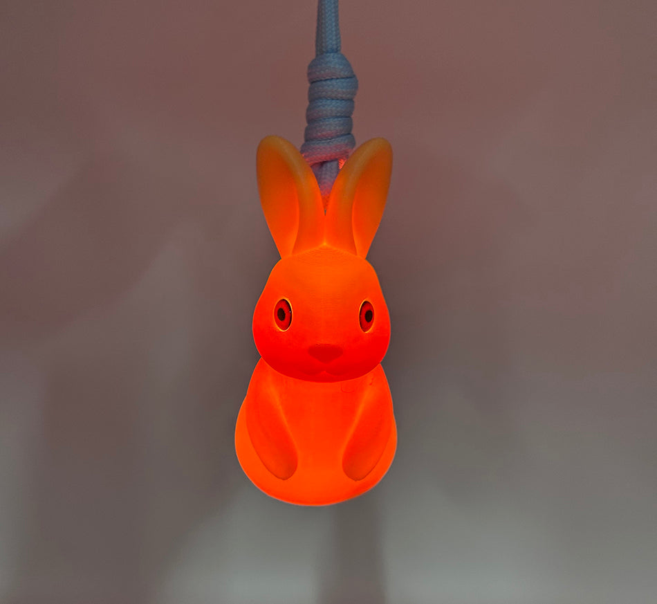3D Printed Orange-Yellow Gradient 2026 Bunny Pendant Lamp, Cute Bunny Night Light, Stylish Keychain Lamp