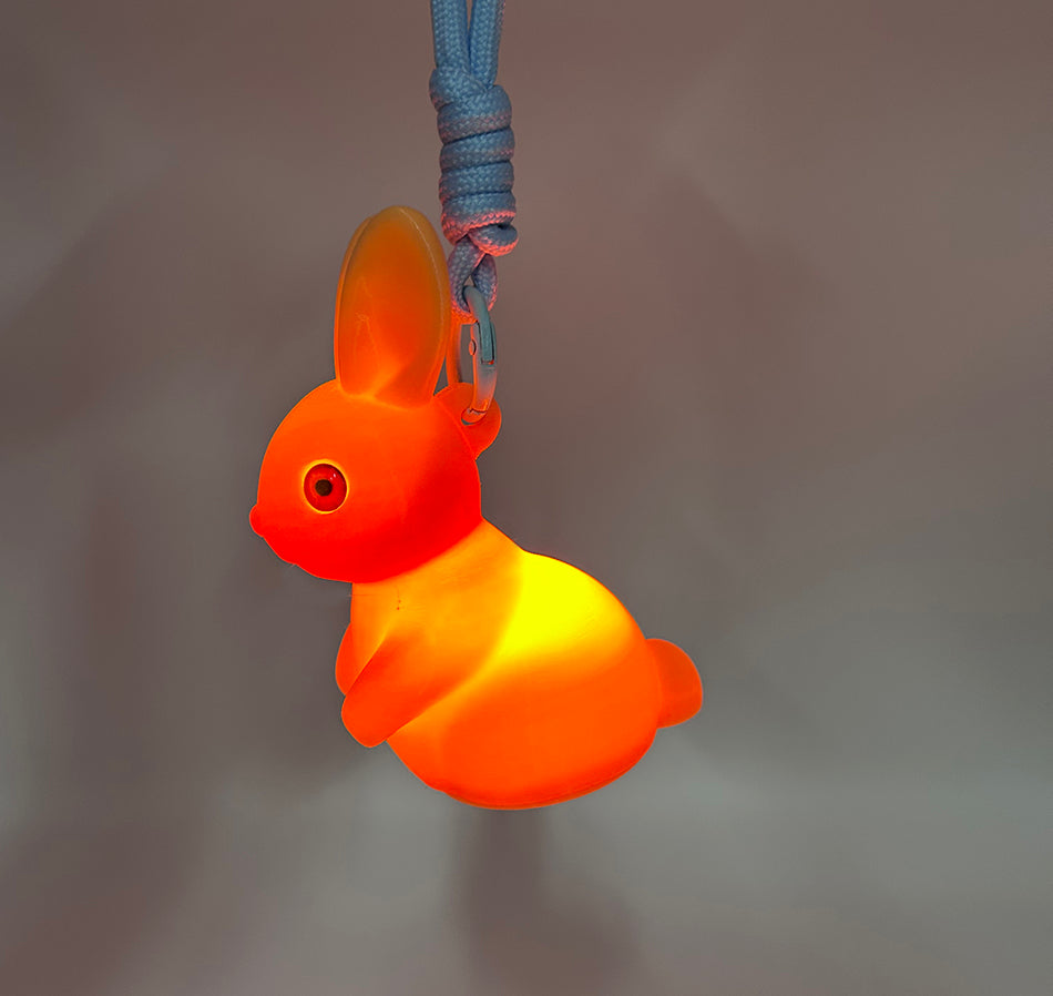 3D Printed Orange-Yellow Gradient 2026 Bunny Pendant Lamp, Cute Bunny Night Light, Stylish Keychain Lamp