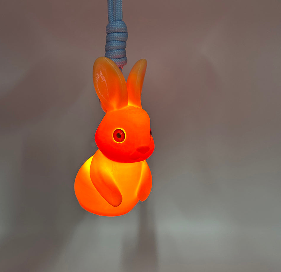 3D Printed Orange-Yellow Gradient 2026 Bunny Pendant Lamp, Cute Bunny Night Light, Stylish Keychain Lamp