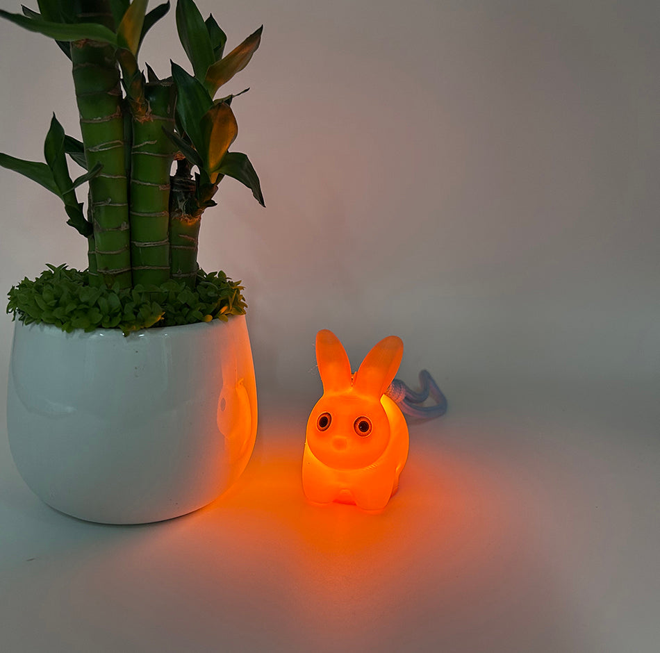 3D Printed 2026 Bunny Pendant Lamp with Orange-Yellow Gradient Color: Stylish and Cute Bunny Keychain Lamp