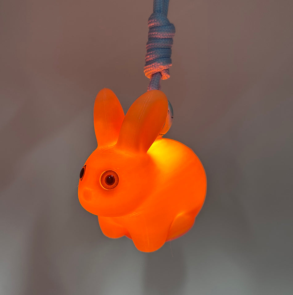 3D Printed 2026 Bunny Pendant Lamp with Orange-Yellow Gradient Color: Stylish and Cute Bunny Keychain Lamp