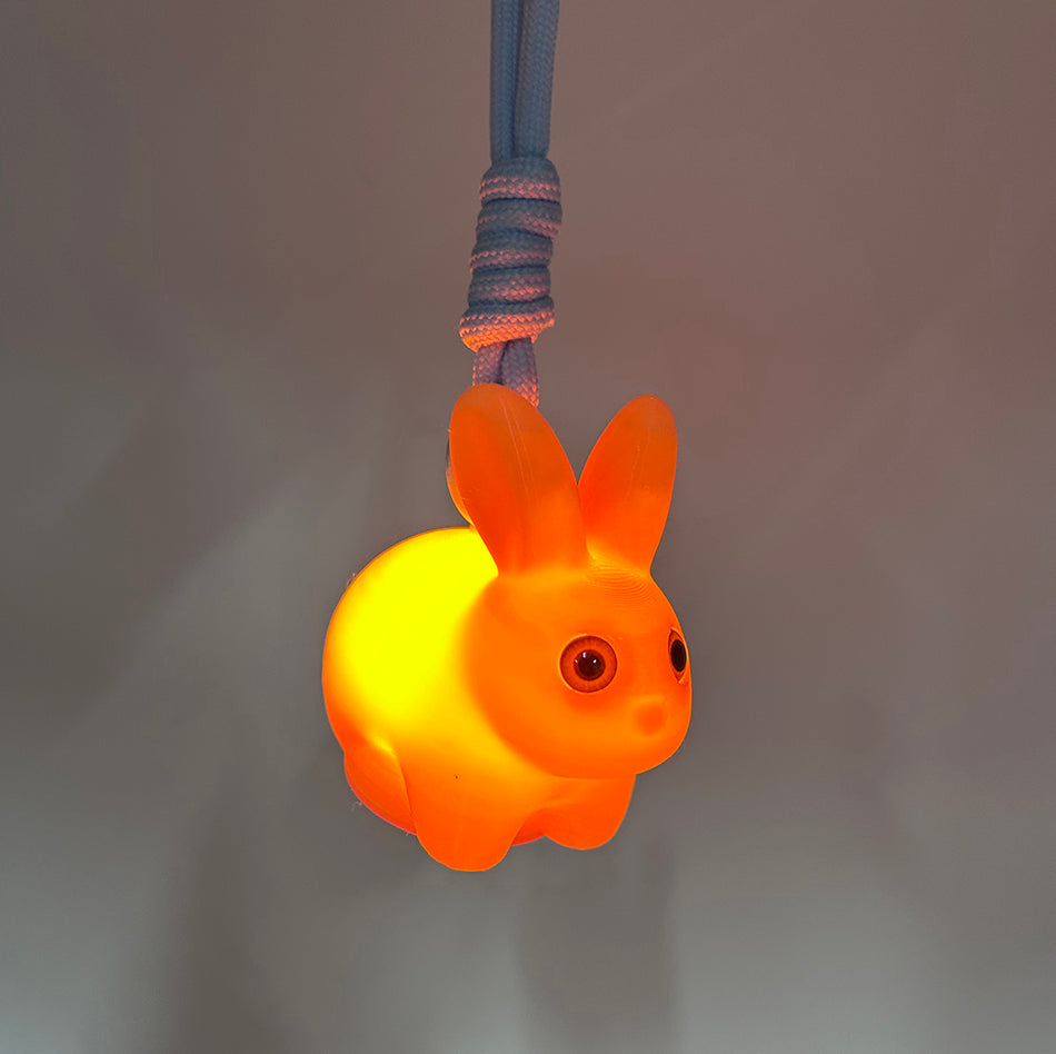 3D Printed 2026 Bunny Pendant Lamp with Orange-Yellow Gradient Color: Stylish and Cute Bunny Keychain Lamp