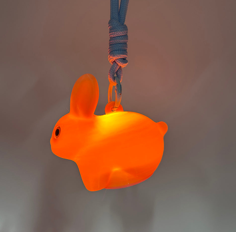 3D Printed 2026 Bunny Pendant Lamp with Orange-Yellow Gradient Color: Stylish and Cute Bunny Keychain Lamp