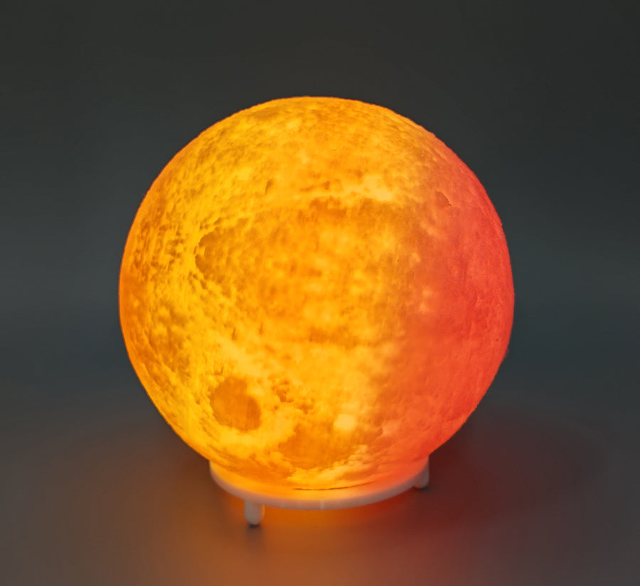 3D Printed Moon Lamp, 14mm Diameter, USB Powered