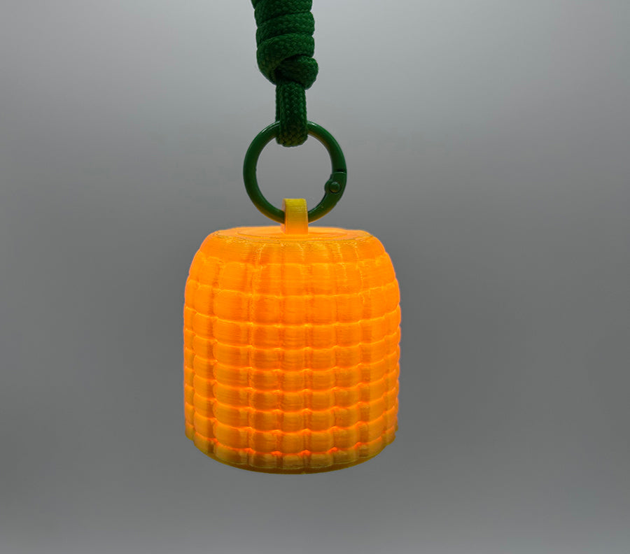 3-pack of 3D printed gold corn-shaped lamp keychain pendant night light ambient light warm light button batteries