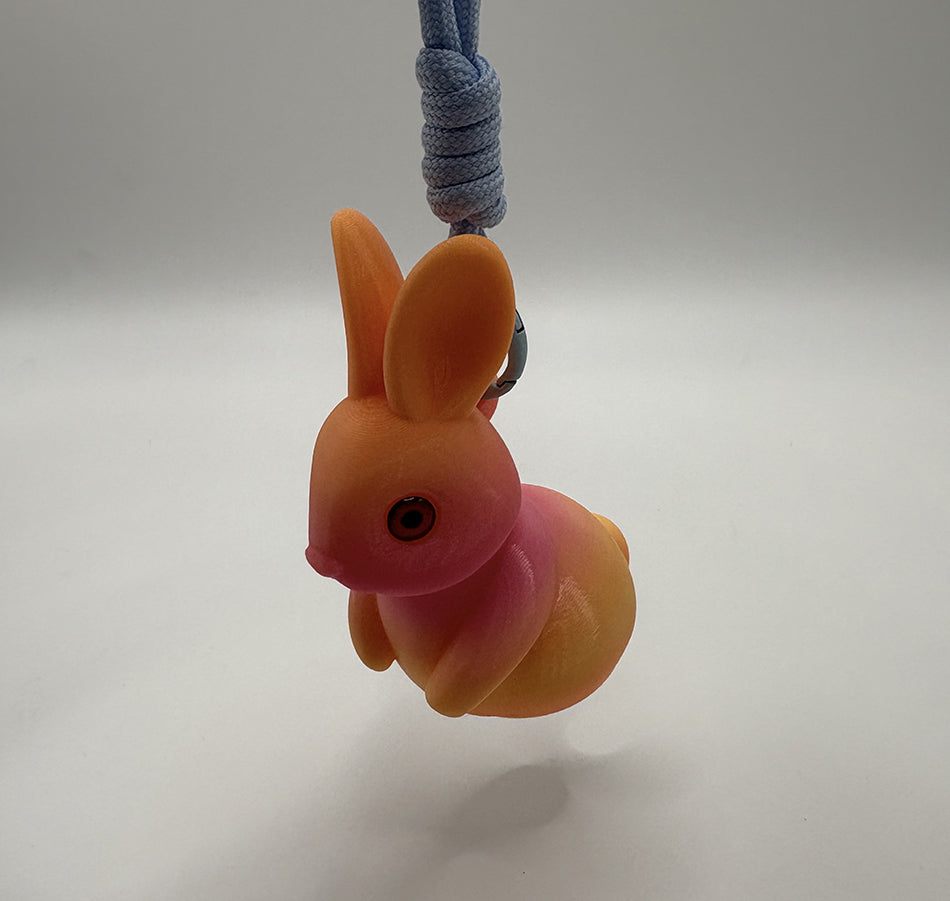 3D Printed Orange-Yellow Gradient 2026 Bunny Pendant Lamp, Cute Bunny Night Light, Stylish Keychain Lamp