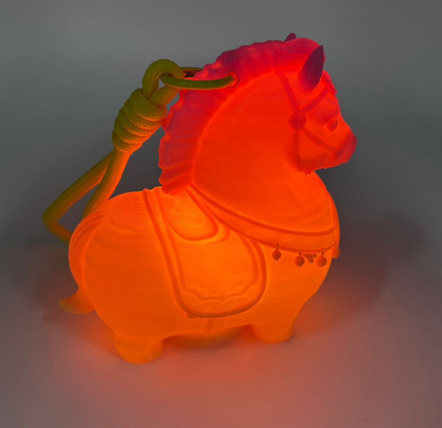 3D Printed Gold Chubby Horse Shaped Lamp Keychain Pendant Night Light Ambient Light Warm Light Button Battery