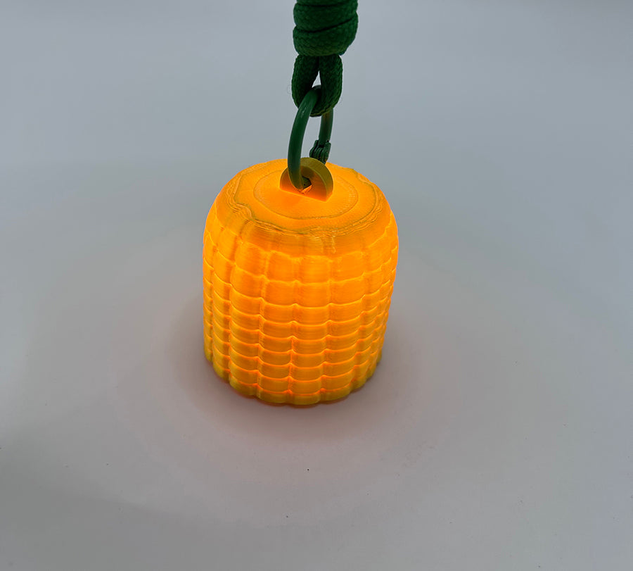 3-pack of 3D printed gold corn-shaped lamp keychain pendant night light ambient light warm light button batteries