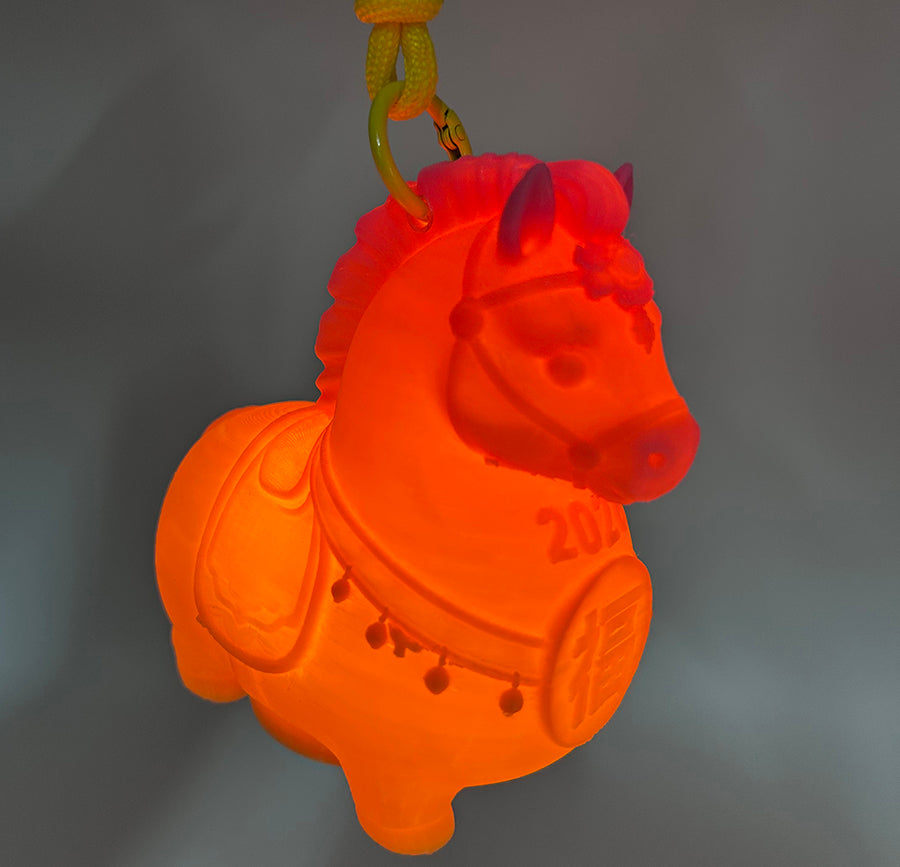 3D Printed Gold Chubby Horse Shaped Lamp Keychain Pendant Night Light Ambient Light Warm Light Button Battery