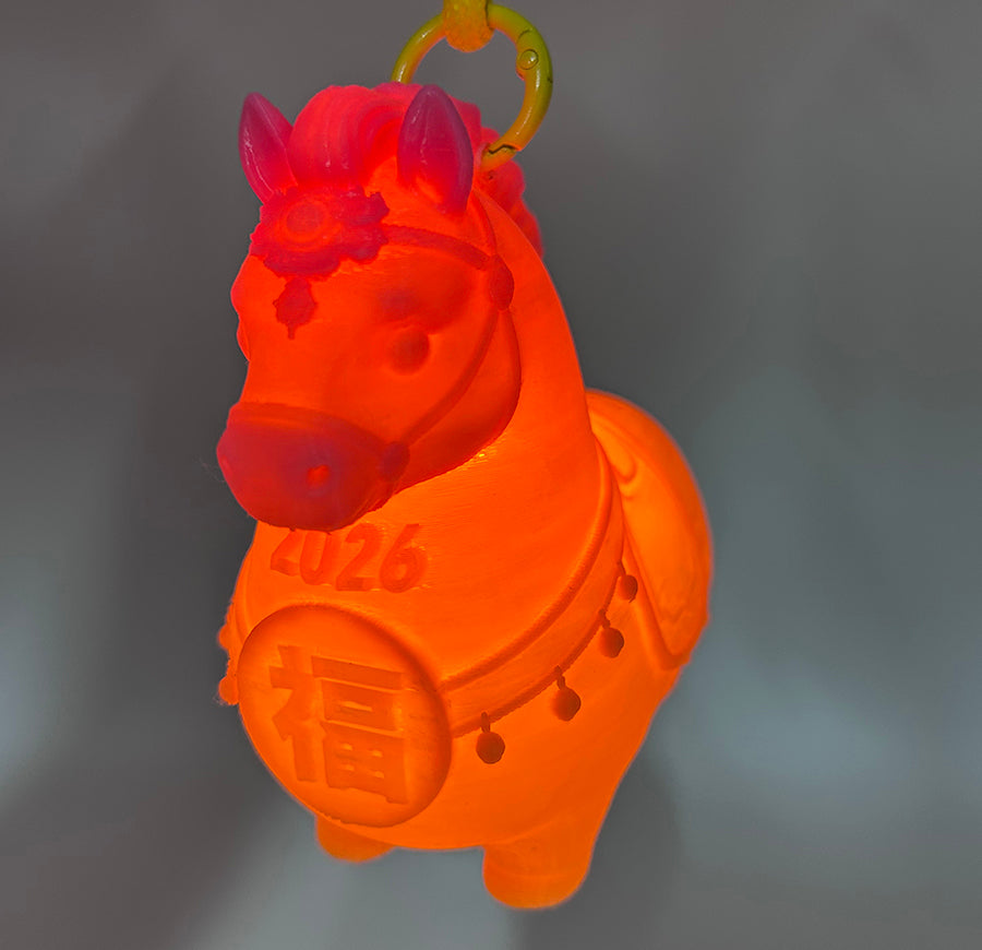 3D Printed Gold Chubby Horse Shaped Lamp Keychain Pendant Night Light Ambient Light Warm Light Button Battery