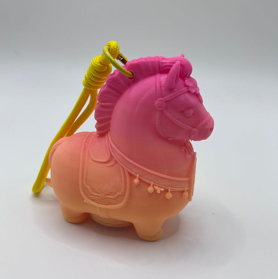 3D Printed Gold Chubby Horse Shaped Lamp Keychain Pendant Night Light Ambient Light Warm Light Button Battery
